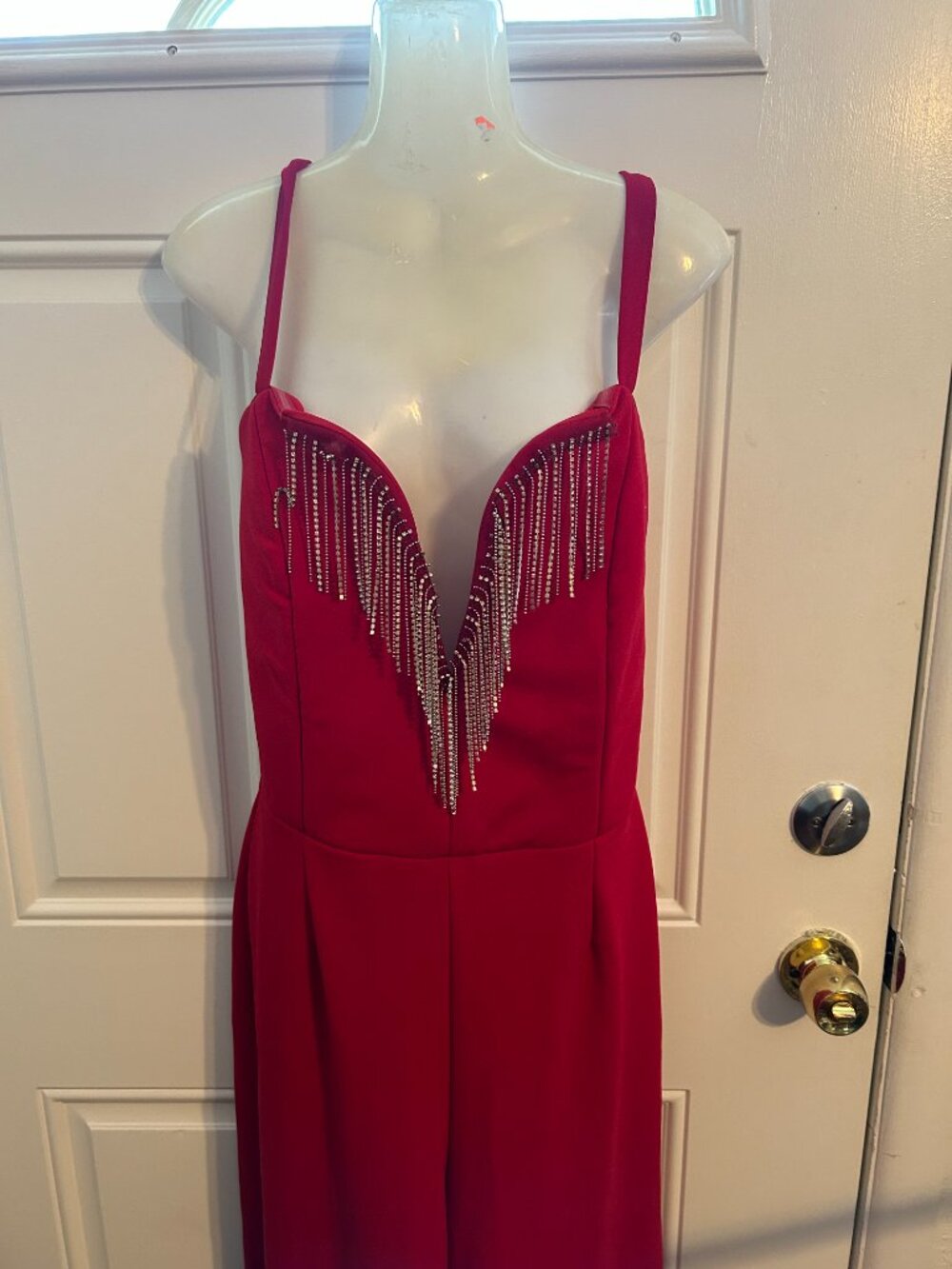 Ashley Stewart Red Rhinestone Jumpsuit Size 14 NWT  CacheBox